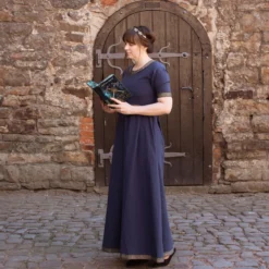 Mittelalter Kleid Ennlin mit Kurzarm blau