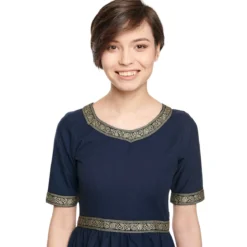 Mittelalter Kleid Ennlin mit Kurzarm blau
