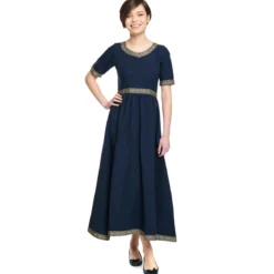 Mittelalter Kleid Ennlin mit Kurzarm blau