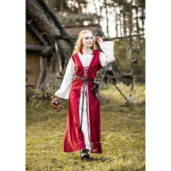 Mittelalter Kleid Genefe rot-beige
