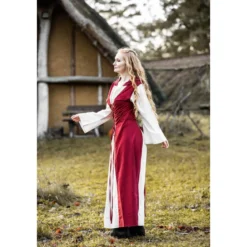 Mittelalter Kleid Genefe rot-beige