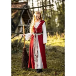 Mittelalter Kleid Genefe rot-beige