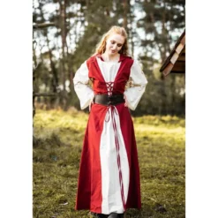 Mittelalter Kleid Genefe rot-beige