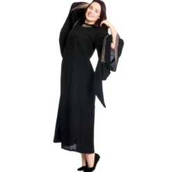 Mittelalter Kleid Ida mit Trompetenärmel schwarz