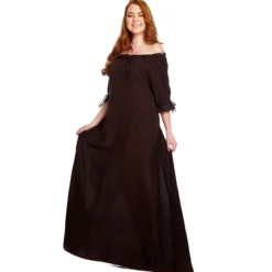 Mittelalter Kleid Kurzarm braun