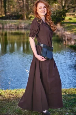 Mittelalter Kleid Kurzarm braun