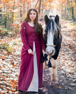 Mittelalter Kleid Larina rot-beige