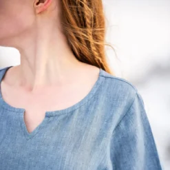 Mittelalter Kleid Leinen blau