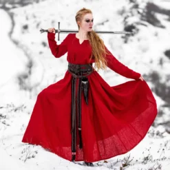 Mittelalter Kleid Leinen rot