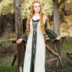 Mittelalter Kleid mit Schnürung grün-natur
