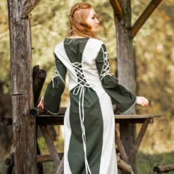 Mittelalter Kleid mit Schnürung grün-natur