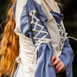 Mittelalter Kleid mit Schnürung blau-natur