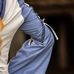 Mittelalter Kleid mit Schnürung blau-natur