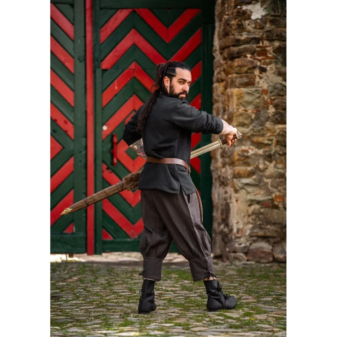 Mittelalter Kniebundhose Laurence mit Unterbeinschnürung braun