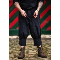Mittelalter Kniebundhose Laurence mit Unterbeinschnürung schwarz