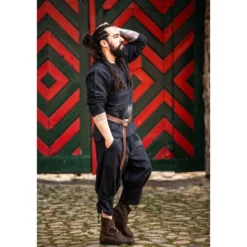 Mittelalter Kniebundhose Laurence mit Unterbeinschnürung schwarz