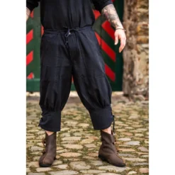 Mittelalter Kniebundhose Laurence mit Unterbeinschnürung schwarz