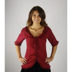 Mittelalter Kurzarmbluse Gabriela rot