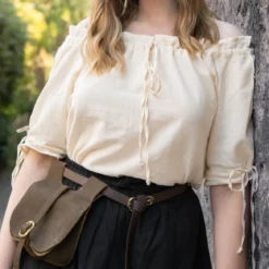 Mittelalter Kurzarmbluse Otilia beige