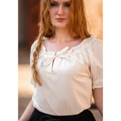 Mittelalter Kurzarmbluse Otilia beige