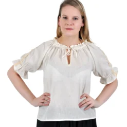 Mittelalter Kurzarmbluse Sandra beige