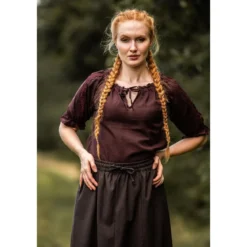 Mittelalter Kurzarmbluse Sandra dunkelbraun