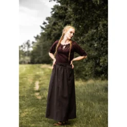 Mittelalter Kurzarmbluse Sandra dunkelbraun