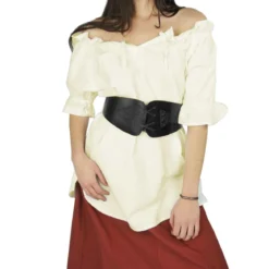 Mittelalter Kurzarmbluse Verena beige