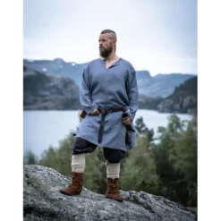 Mittelalter Leinentunika Halvar blau-grau