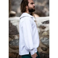 Mittelalter Rundkragenhemd Athos weiß
