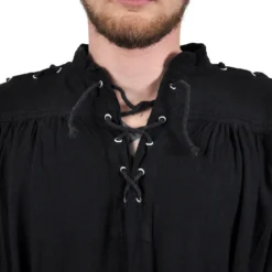 Mittelalter Schnürhemd mit Ösen Adrian schwarz