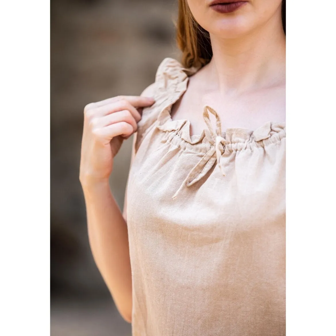 Mittelalter Sommerbluse Adele ärmellos beige