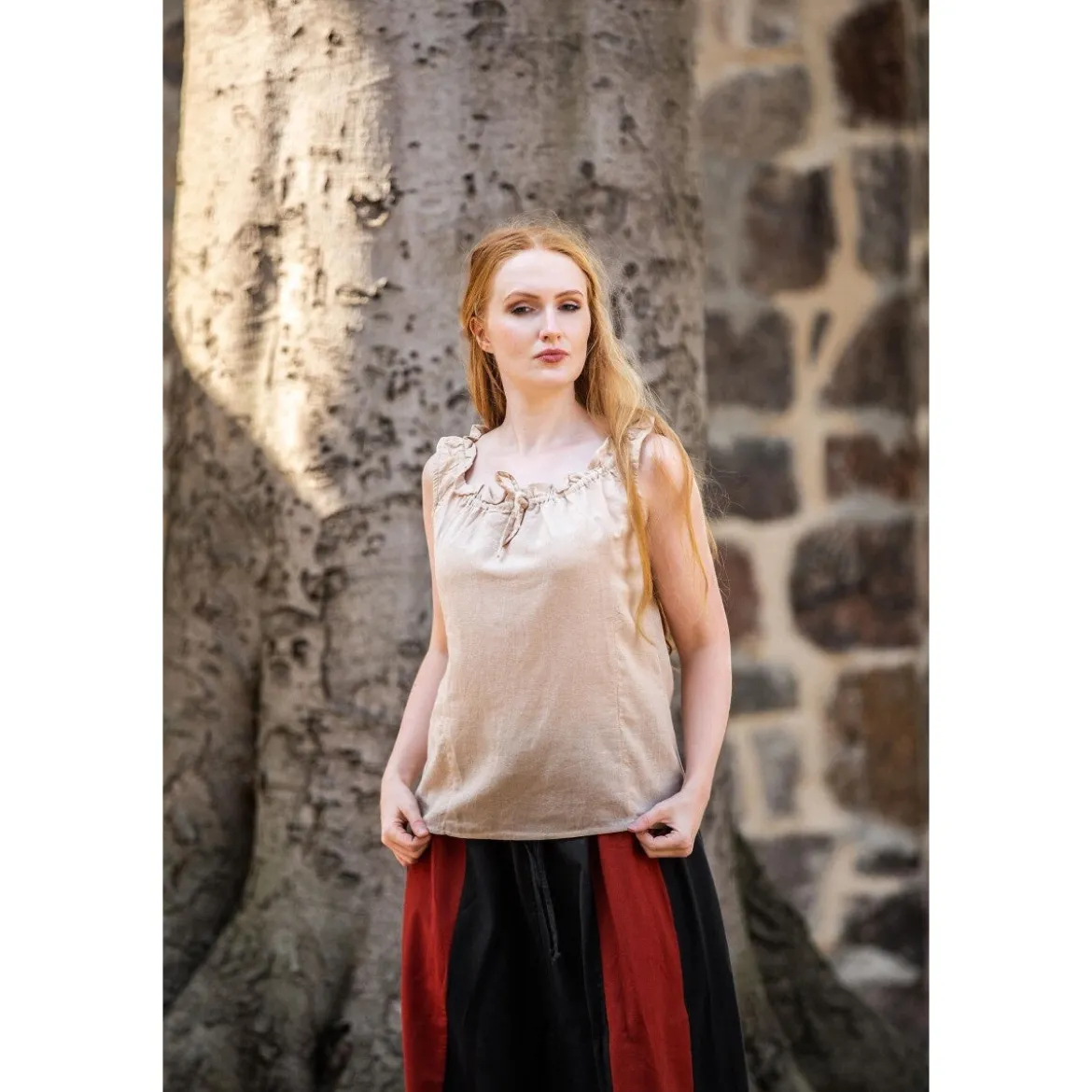 Mittelalter Sommerbluse Adele ärmellos beige