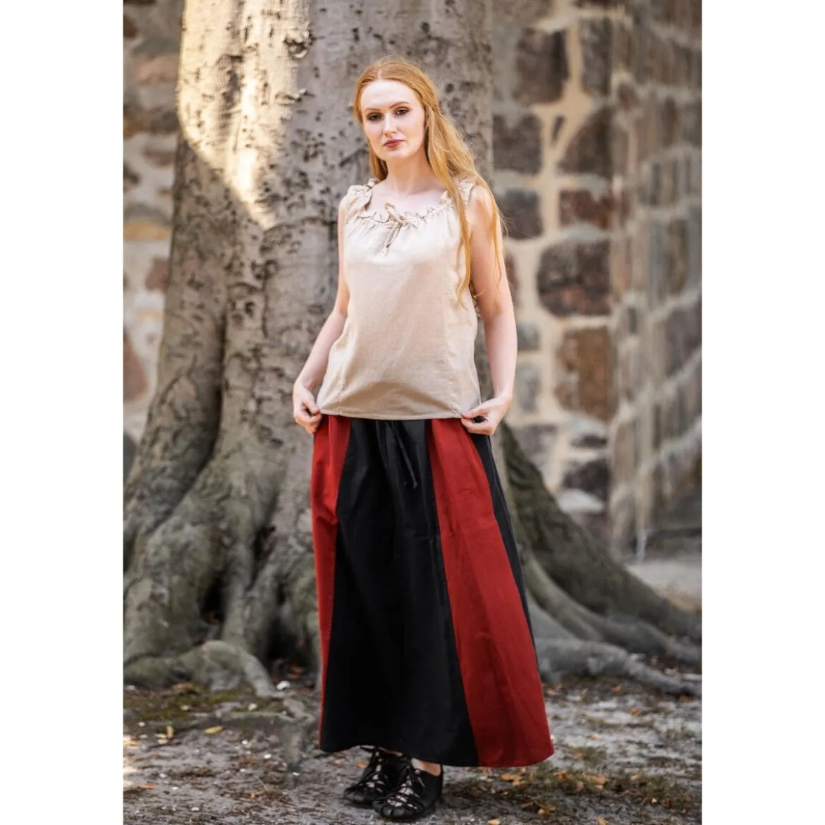 Mittelalter Sommerbluse Adele ärmellos beige