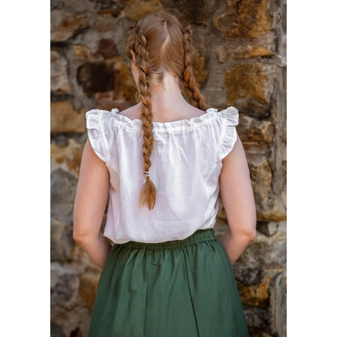 Mittelalter Sommerbluse Lotte mit Rüschen weiß