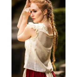 Mittelalter Sommerbluse Lotte mit Rüschen beige