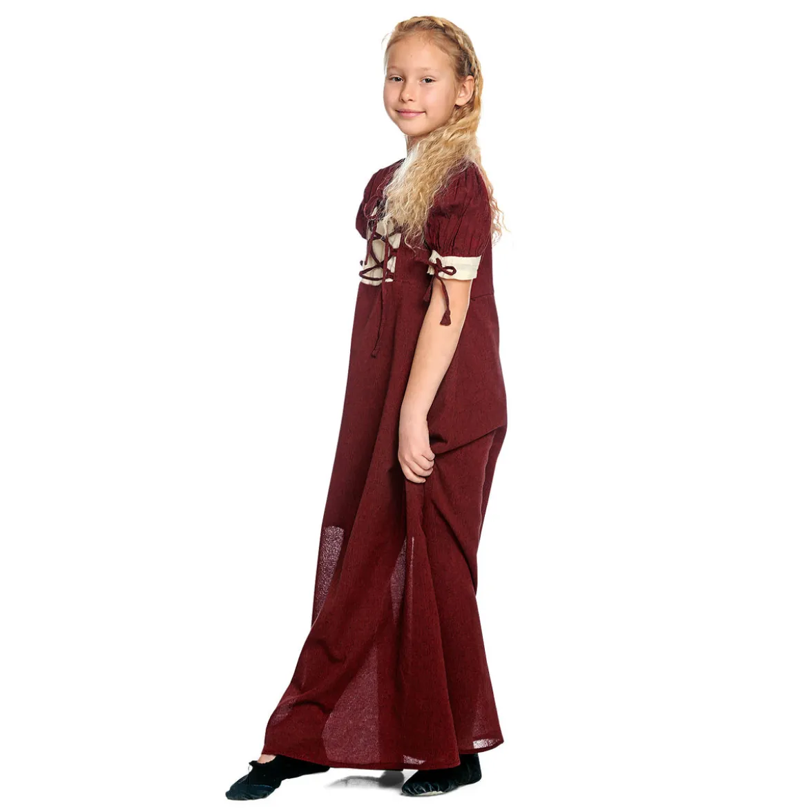 Mittelalter Sommer Kleid Kinder rot beige