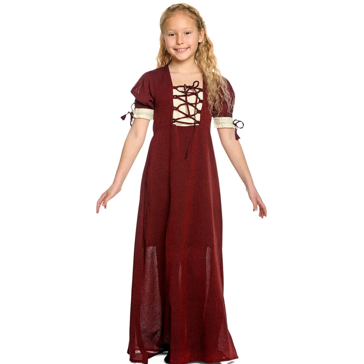 Mittelalter Sommer Kleid Kinder rot beige