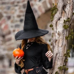 Mittelalter Spitzhut Agata schwarz