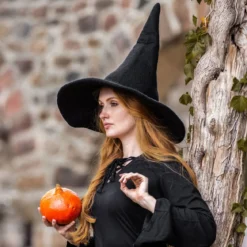 Mittelalter Spitzhut Agata schwarz