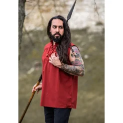 Mittelalter Stehkragen Schnürhemd Louis ärmellos rot