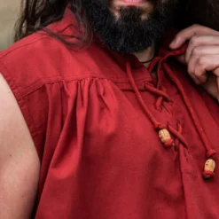 Mittelalter Stehkragen Schnürhemd Louis ärmellos rot