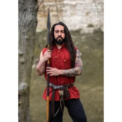 Mittelalter Stehkragen Schnürhemd Louis ärmellos rot