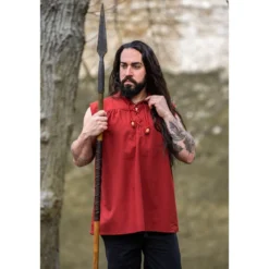 Mittelalter Stehkragen Schnürhemd Louis ärmellos rot