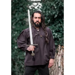 Mittelalter Stehkragen Schnürhemd Friedrich braun
