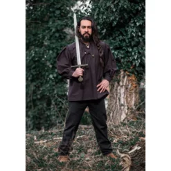 Mittelalter Stehkragen Schnürhemd Friedrich braun