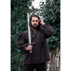 Mittelalter Stehkragen Schnürhemd Friedrich braun