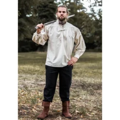 Mittelalter Stehkragen Schnürhemd Bruno beige