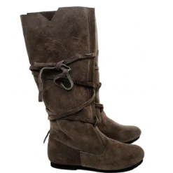 Mittelalterstiefel aus Wildleder dunkelbraun
