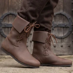 Mittelalter Stulpenstiefel aus Nubukleder braun
